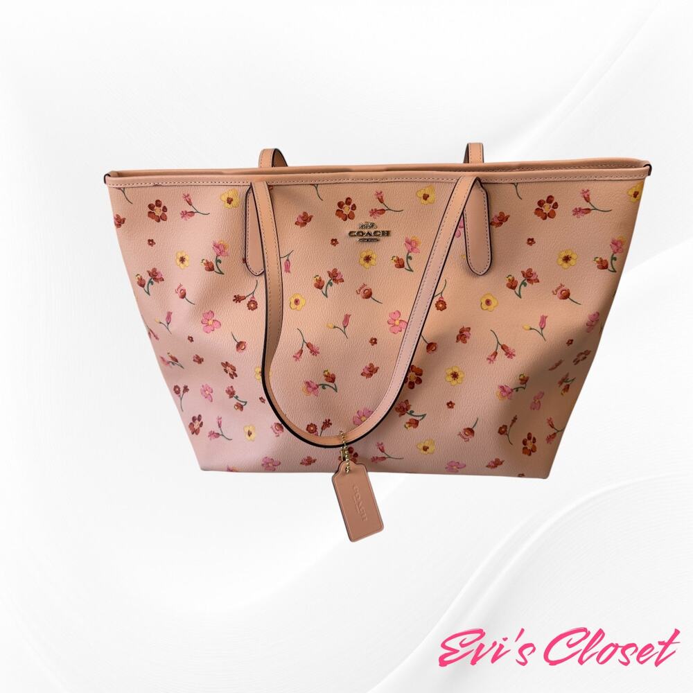 Coach City Tote Printed Coated CanvasWith Smooth Leather Handles And Trim - Picture 7 of 8